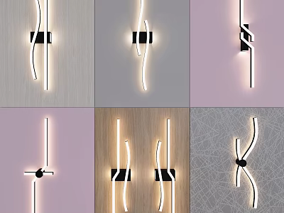 Modern Wall Lamps with Sleek Lines Unique Shapes and LED Lighting on Diverse Wall Surfaces 3d model