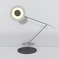 Modern Minimalist Table Lamp With Metal Adjustable Arm And Black Circular Base