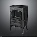 Vintage Black Cast Iron Stove with Cabinet Style Structure Open Firebox and Sturdy Legs