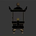 Traditional Chinese Pagoda Style Black Incense Burner With Carved Base And Gold Accents