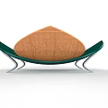 Modern Curved Lounge Chair With Green Frame And Orange Black Chevron Pattern Seat