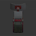Red And Gray Mechanical Equipment With Extended Top Panel And Compact Structure