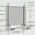 Architectural Mesh Component With Concrete Base And Metal Support Frame