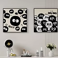 Black And White Circular Pattern Wall Art With Black And How's Wey Text 3d model
