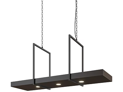 Modern Rectangular Pendant Light With Black Frame And Three Bulbs For Interior 3d model