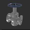 Heavy Duty Industrial Valve With Blue Handwheel And Silver Flange Body