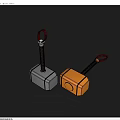Hammer Shaped Daily Life Accessories With Leather Handle In Silver And Gold