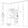 White Modern Wardrobe With Open Storage Hanging Clothes Washing Machine And Dryer
