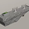 Hotel front desk lobby bar reception desk information desk 3d model