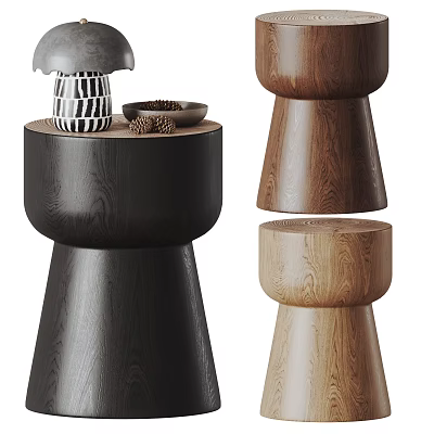 Modern Minimalist Wooden Side Table With Sleek Design And Different Wood Tones 3d model