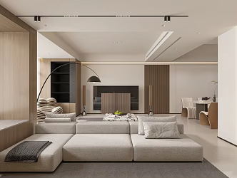 Modern Guest Restaurant Home Guest Restaurant Multi-person Sofa Coffee Table Combination Plant Floor Lamp Floor TV Audio Dining Table and Chair Combination 3d model