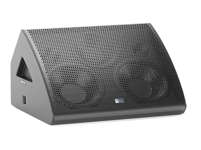 Black Professional Audio Speaker With Dual Mesh Drivers And Compact Design 3d model
