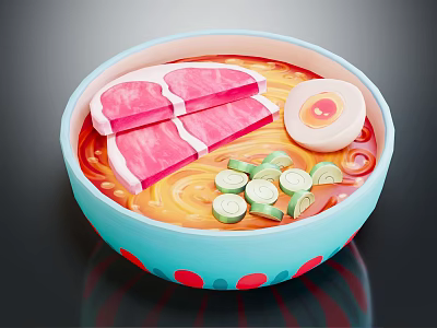 Appetizing Ramen Bowl With Chashu Pork Soft Boiled Egg Green Onions And Creamy Broth 3d model