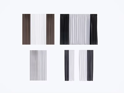Elegant Curtain Panel Designs With Brown White Black Grey For Home Decoration 3d model