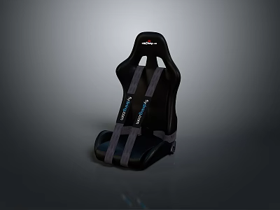 Black Racing Single Chair With Safety Straps And Modern Sporty Design 3d model