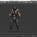 Game Movie Character In Black Combat Suit With Masked Face And Armored Gear