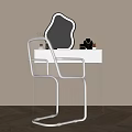 Modern Dressing Table With White Countertop Transparent Chair And Irregular Mirror 3d model