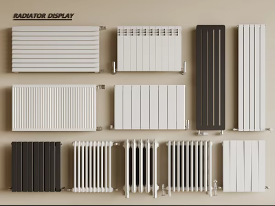 Various Types of Radiators on Display with Modern Designs and Styles 3d model