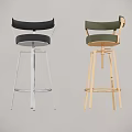 Modern Black And Green Leather Bar Stools With Metal Frames Design 3d model