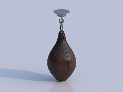 Brown Leather Hanging Punching Bag As Sports Equipment With Metal Top And Chain 3d model