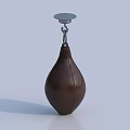 Brown Leather Hanging Punching Bag As Sports Equipment With Metal Top And Chain