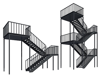 External Stairs Metal Stairs Steel Structure Stairs Escape Stairs 3d model