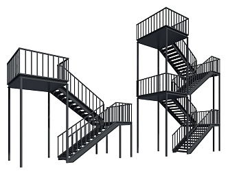 External Stairs Metal Stairs Steel Structure Stairs Escape Stairs 3d model