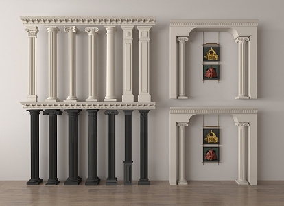 European style column Roman column gypsum column gypsum line cylindrical square column door cover 3d model