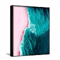 Two Panel Abstract Wall Art Paintings With Pink Teal Colors For Home Decor