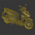 Modern Dark Colored Scooter Motorcycle With Sleek Gold Wheels Design