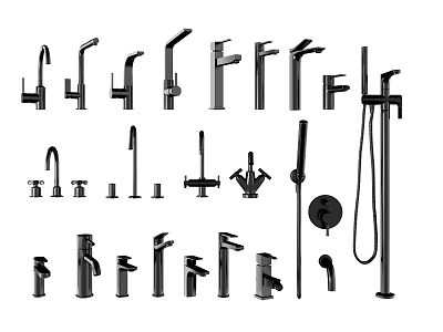 Various Styles of Kitchen Bathroom and Shower Faucets with Modern Design Features 3d model