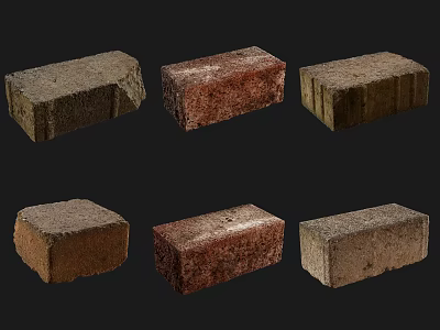 Natural Textured Stone Wood Bricks in Various Colors and Styles for Construction 3d model