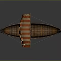 Ancient Wooden Water Vessel with Dragon Head Decoration Red White Striped Sail Spiral Tail Design