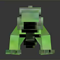 Green Pixel Art Reptile Creature With Block Design And Shiny Green Surface