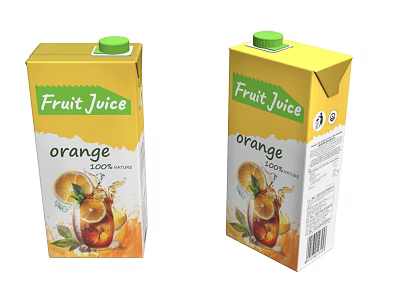 100% Natural Orange Fruit Juice Carton Packaging With Fresh Pure Content 3d model