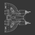 Red And Silver Cosmic Spacecraft With Mechanical Design In Deep Space