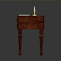 Classic Dark Wooden Desk With Drawers Gold Candle Holder And Book