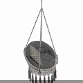 Woven Hanging Sofa Set with Gray Cushions Pillows and Tassel Decor