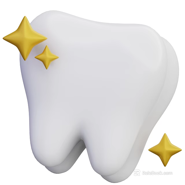 Dental Tissue System Healthy Structure and Care Elements with Shining Stars 3d model 