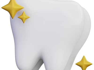 Dental Tissue System Healthy Structure and Care Elements with Shining Stars 3d model