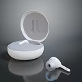 White Wireless Earbuds With Open Charging Case And Single Earbud
