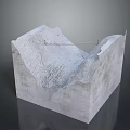 3D Concrete Block Model With Mountainous Terrain Texture And Slender Bridge Structure