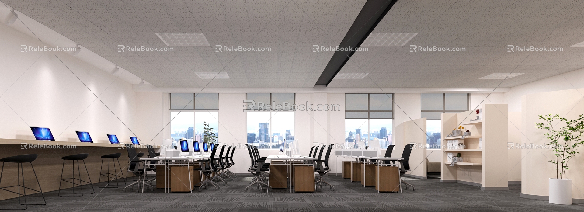 Modern public office area Open office area 3d model