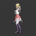Cute 3D Anime Character With Blonde Hair Headphones White Top Pink Skirt And Purple Boots