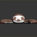 Cute Pink Sloth Plush Toy With White Face And Red Claws On Gray Background