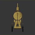 Children's Yellow Toy Cart With Barrel Design And Wheels For Play