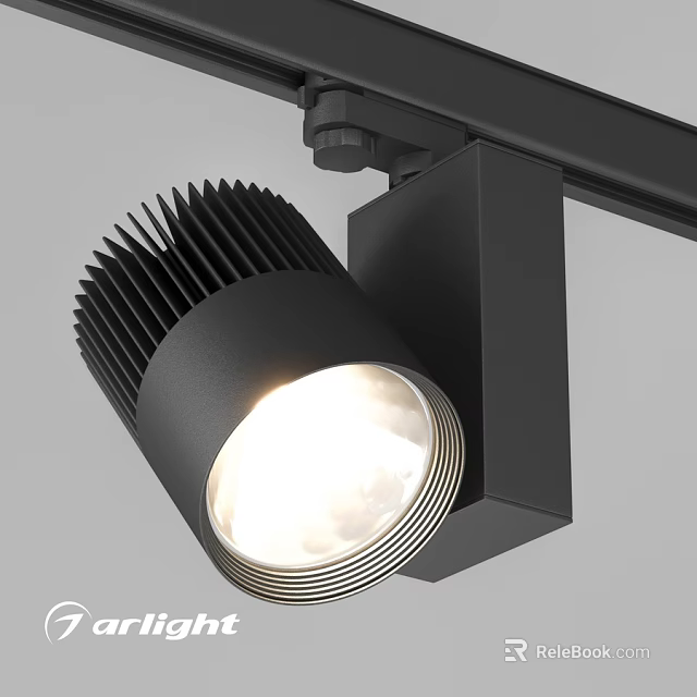 Black Track Mounted Downlight Spotlight with Heat Dissipation Design for Indoor Lighting Illumination 3d model 