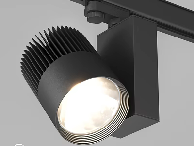 Black Track Mounted Downlight Spotlight with Heat Dissipation Design for Indoor Lighting Illumination 3d model