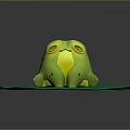 Cute Green Frog Character Sitting On Large Green Lily Pad Surface