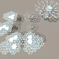 Transparent Sculptures Featuring Hexagonal And Petal Shaped Structures With Light Shadow Effects